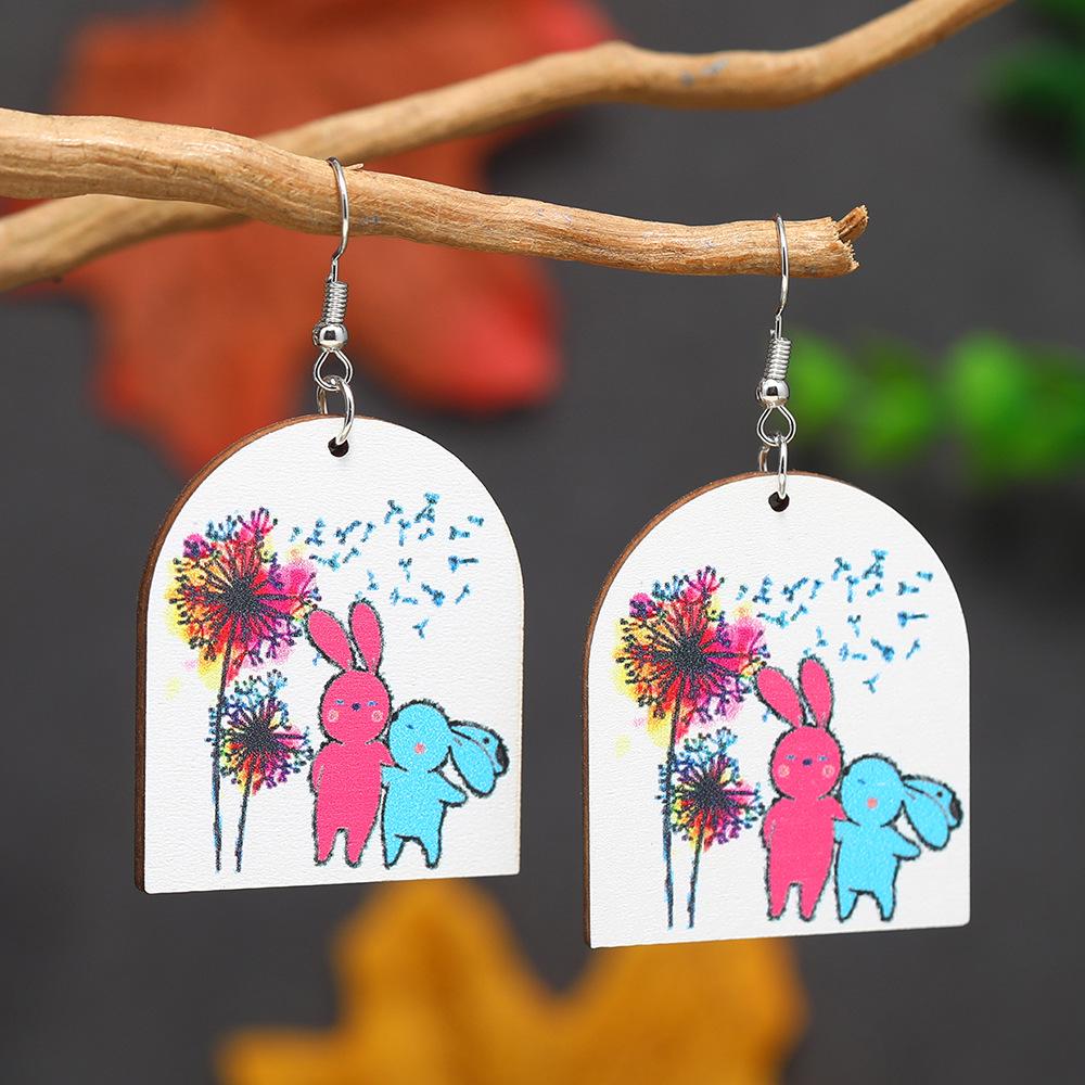 Easter Bunny Earrings: Cute Cartoon Animals with Carrots, Glasses & Backpack