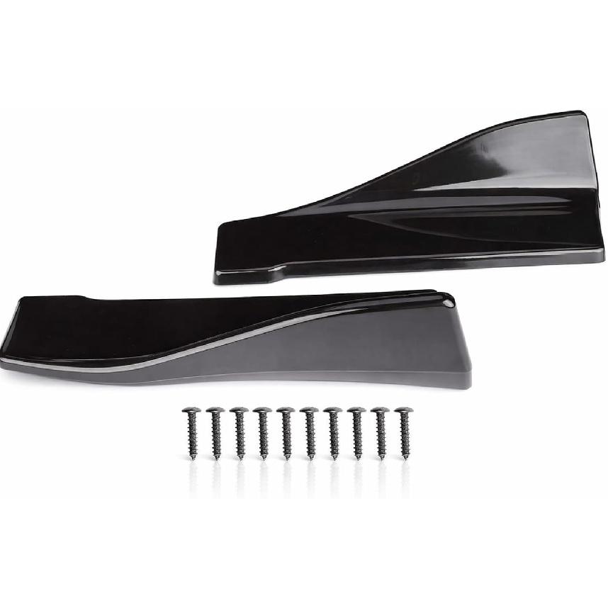 2pcs Rear Bumper Diffuser, Universal Side Skirts, Glossy Black Rear Bumper Diffuser Lip Side Skirts with Mounting Screws for Cars
