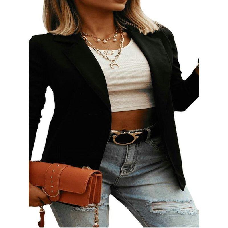 Solid-Colored Long-Sleeve Suit Jacket Leisure Solid Long Sleeve Blazers Women