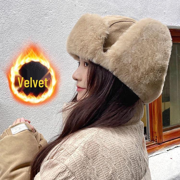 Hats for Men and Women Winter Warmth Windproof Velvet Thick Hat with Ear Protection for Cycling