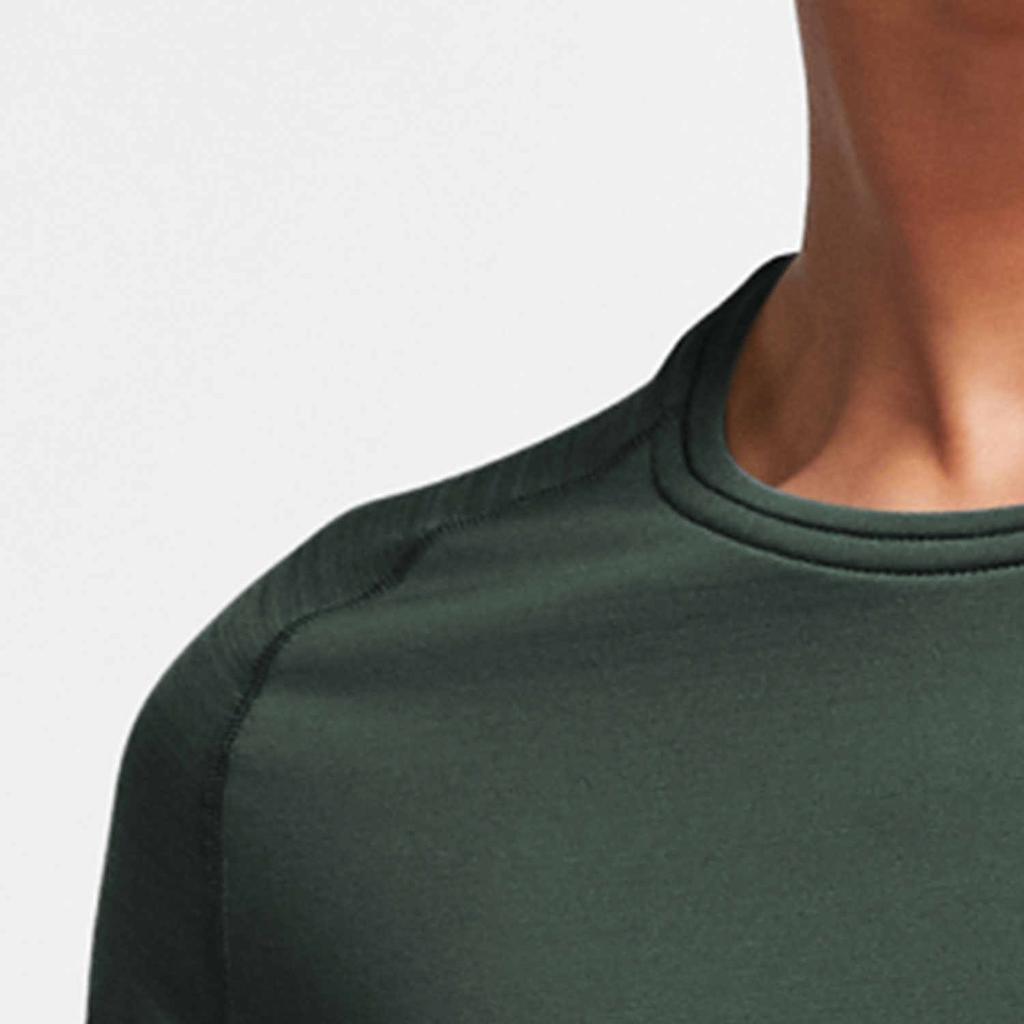 Nike Solid Color Logo Print Crewneck Long Sleeve T-Shirt Men Tops Dark-Green CV3047-337