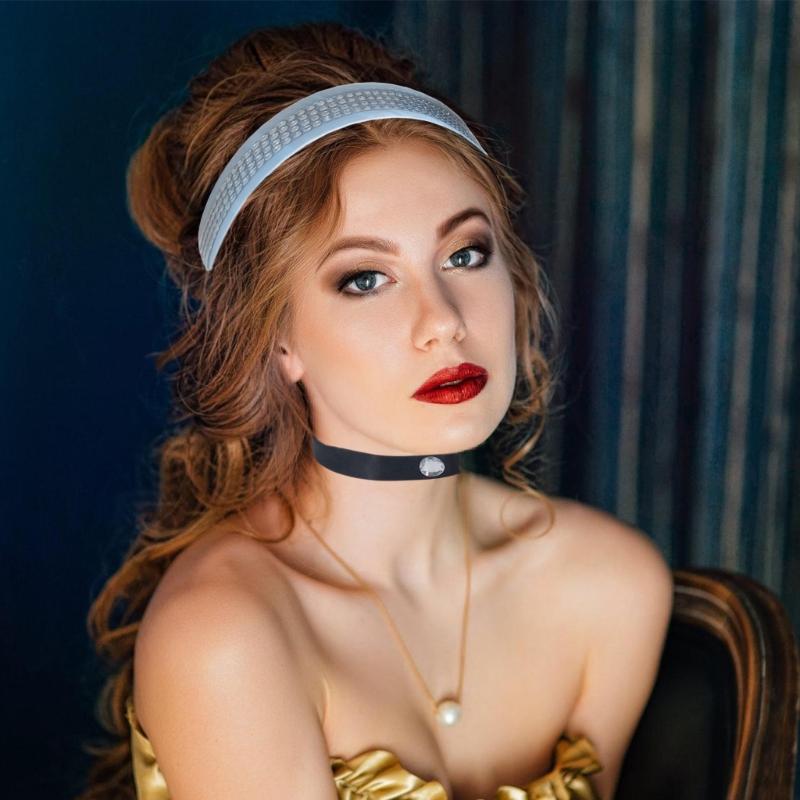 Women Princess Headband Choker for Halloween Cosplay Parties with Rhinestones Decors Kids Girl Costume Hair Accessories