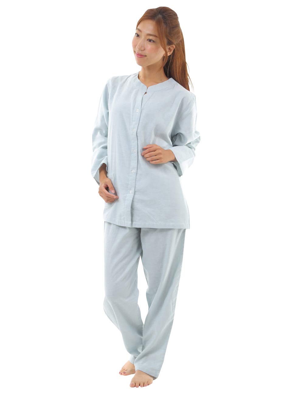 

Gifts of Brilliance Gauze Women s Pajamas, Collarless, Fall/Winter (L, Blue) PJ_2209 синий