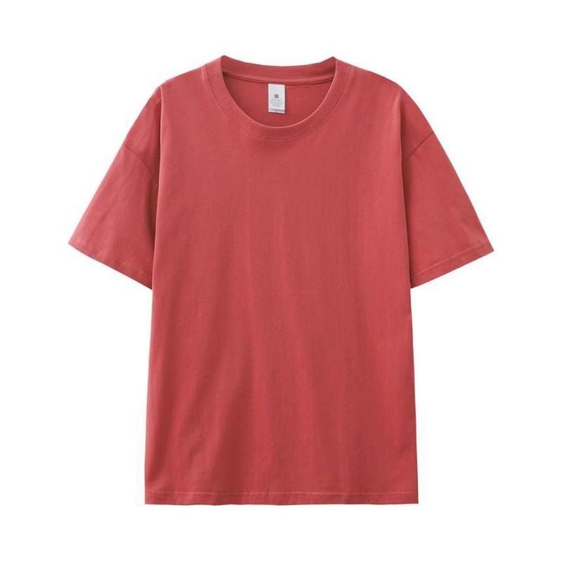 

Футболка нейтрального цвета из чистого хлопка, однотонная, с короткими рукавами, мужская свободная футболка с круглым вырезом 3XL кирпич красный
