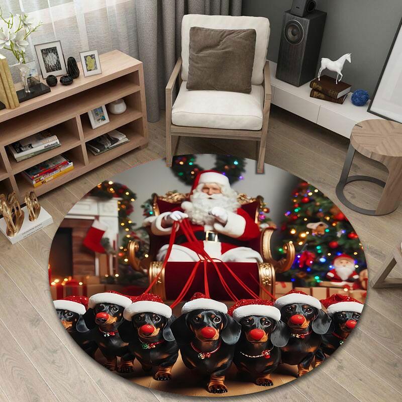 Whimsical Round Tiger Multicolor Rug Mat, Non-Slip Floor Mat for Hallway