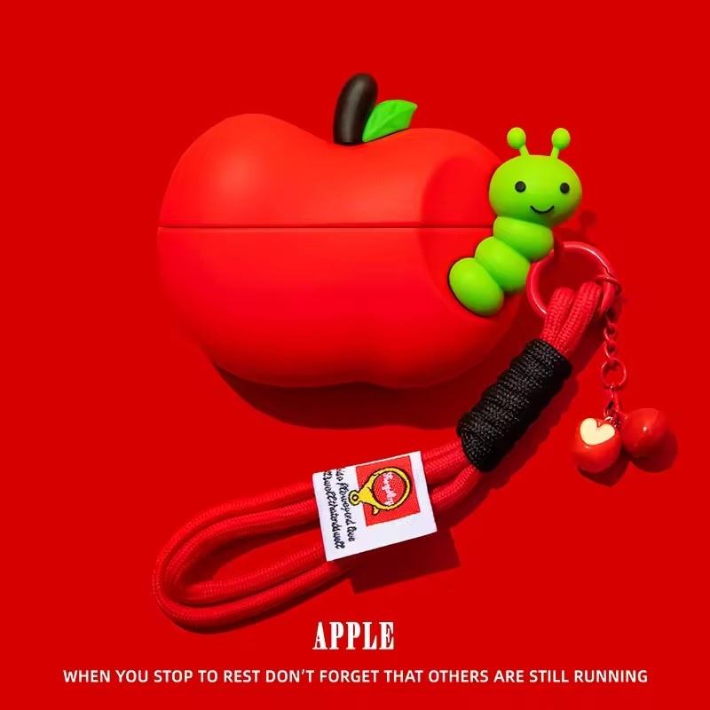 

Red Apple Green Insect Wireless headphone cover for AirPods 4, AirPod 1/2 AirPod Pro /Pro 2 Pro 3 Bluetooth headphone charging case cover AirPods 1/2