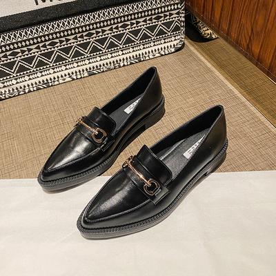 Platform Muffin Shoes One Pedal Lazy Loafers Autumn And Winter British Style Small Leather Shoes Women'S Retro Single Shoes Large And Small Size Shoes