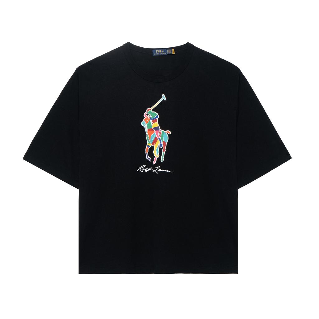 Polo Ralph Lauren Volný střih Tričko z žerzeje s velkým poníkem Pánské topy Černá MNPOTSH1N822-029