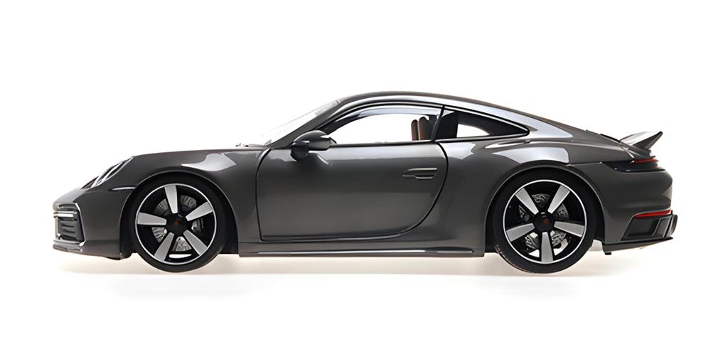 Minichamps Scale Porsche 911 Sport Classic 2022 Gray Metallic with Stripes 1/18 (992)