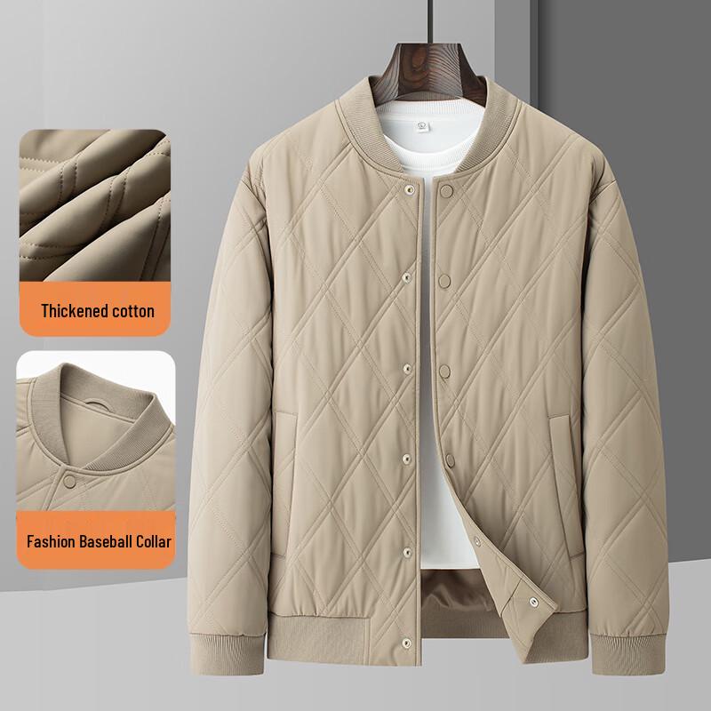 Men's Padded Baseball Collar Casual Warm Jacket