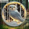 2D flat wooden tag, home wall decoration, housewarming gift for friends, white owl pattern