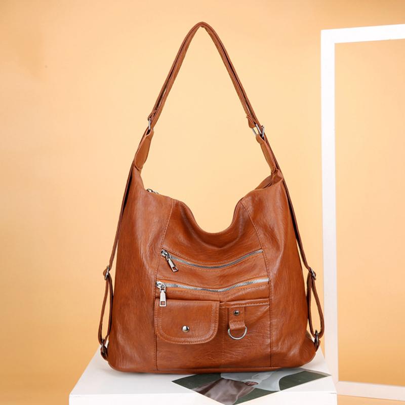 Street Retro Fashion Trend Women's Shoulder Crossbody Bag Zipper Large Capacity Travel Purse and Handbag Casual Backpack