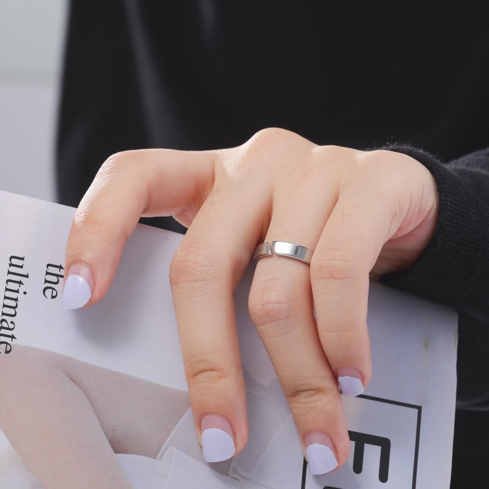 COOLTIME Kpop Minimalist Couple Rings Stainless Steel Silver Color Open Ring Women Men Jewelry Wedding Gift