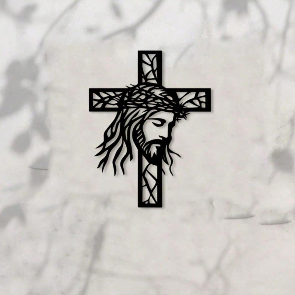 Handgeschmiedetes schwarzes Eisen Wandkreuz Jesus Skulptur Christliche Altar Dekoration Gebetsraum Geschenk