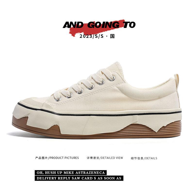 

Afan Ting men s shoes 2025 autumn new platform street shot lace-up breathable shoes fashionable little white shoes 1211 44 бежевий