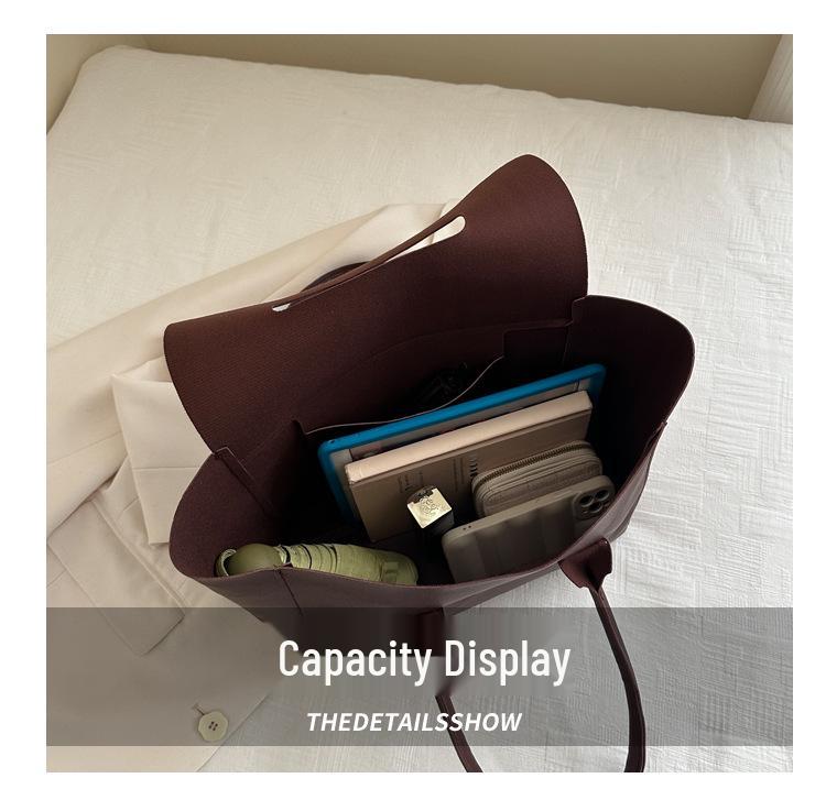 Korean Style 2024 Women's Large Capacity Textured Crossbody Handbag - Trendy Business Commute Tote