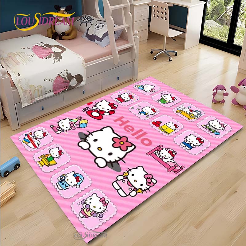 Hello Kitty kawaii Cartoon Anime Carpet for Living Room Bedroom Rug Kitchen Door Kids Un-slip Floor Mat Alfombra Birthday gift