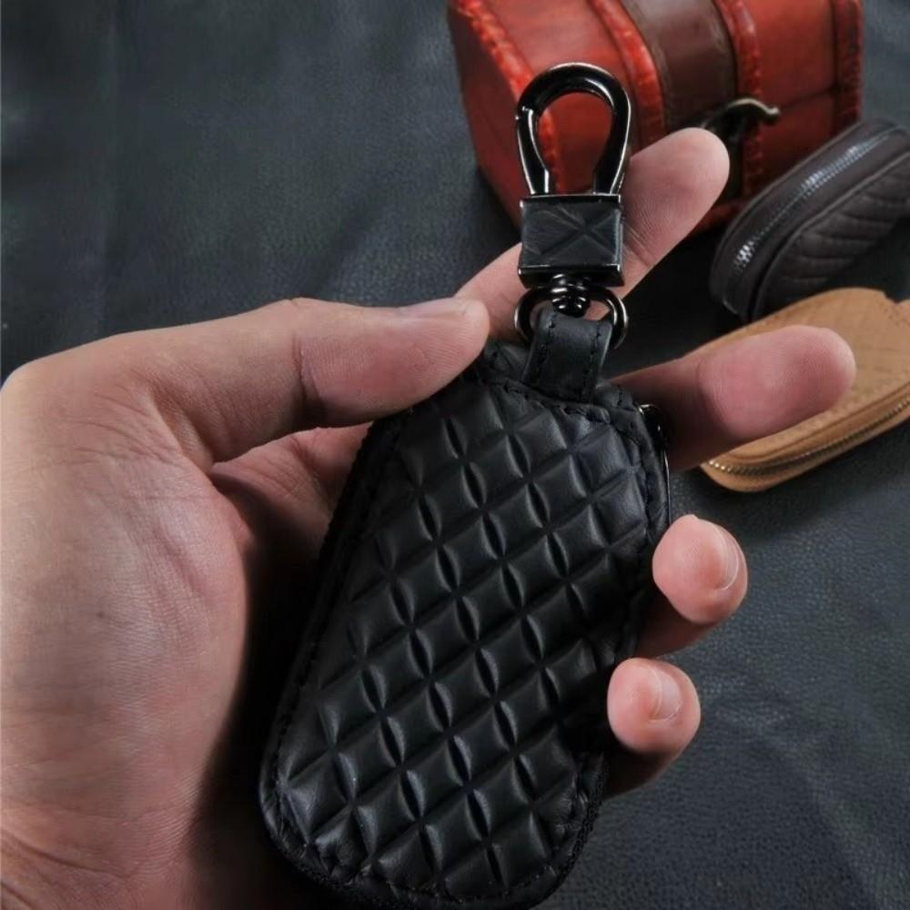 Zipper Key Pouch Leather Keys Organizer Durable Car Key Case