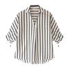 Summer 1116 New Han Fan Lace-up Seven-Sleeve Striped Shirt Women's Loose Casual Chiffon Shirt Bottom Top