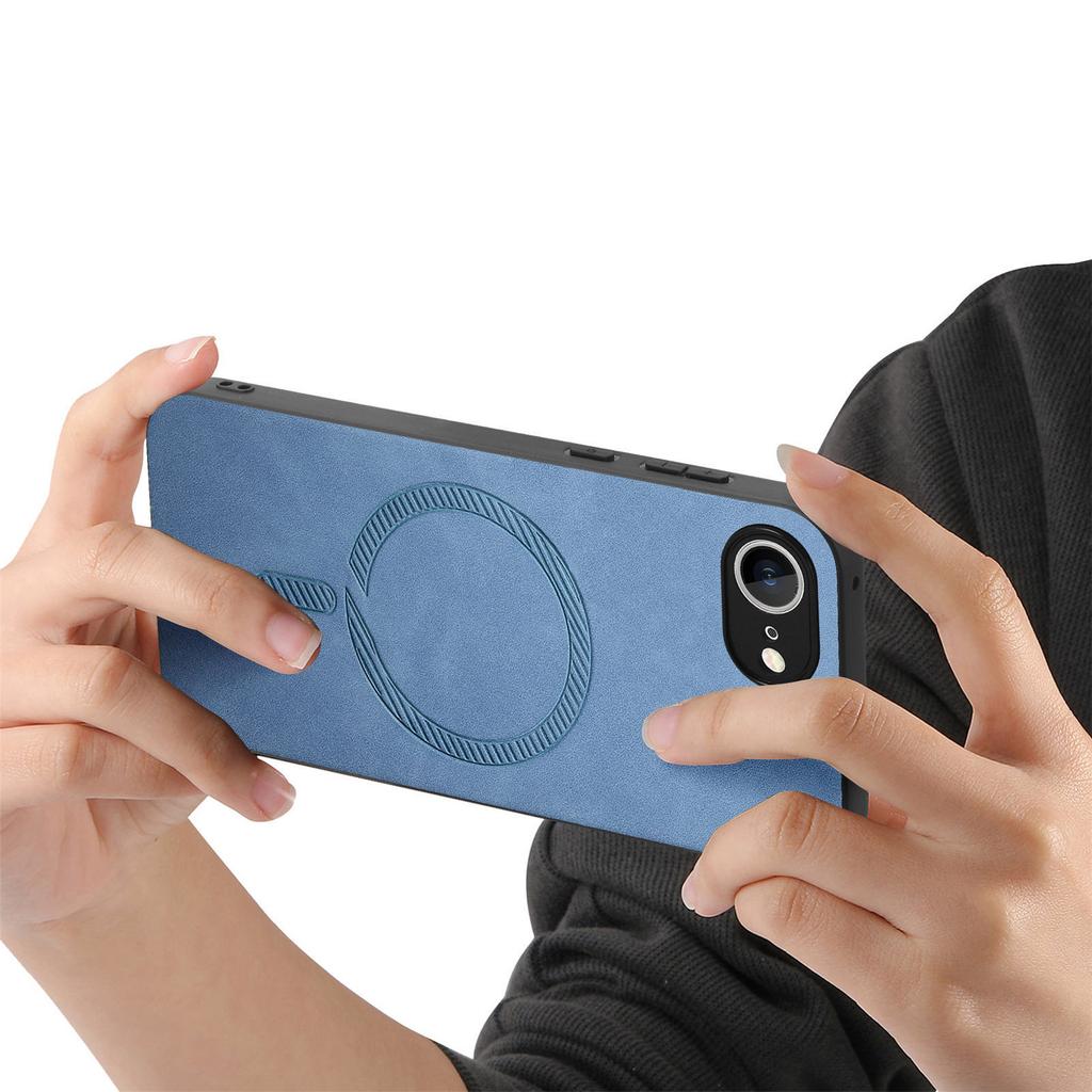 Custodia posteriore in pelle per iPhone 16e Compatibile con MagSafe Cover per telefono con tocco vellutato