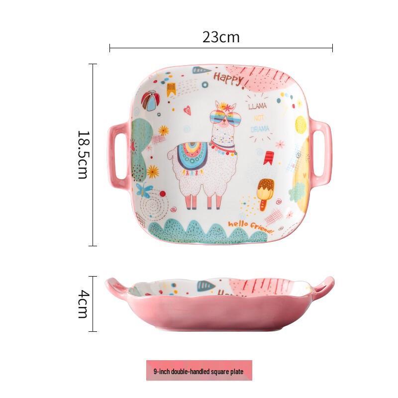 Creative Cartoon Alpaca Ceramic Plate