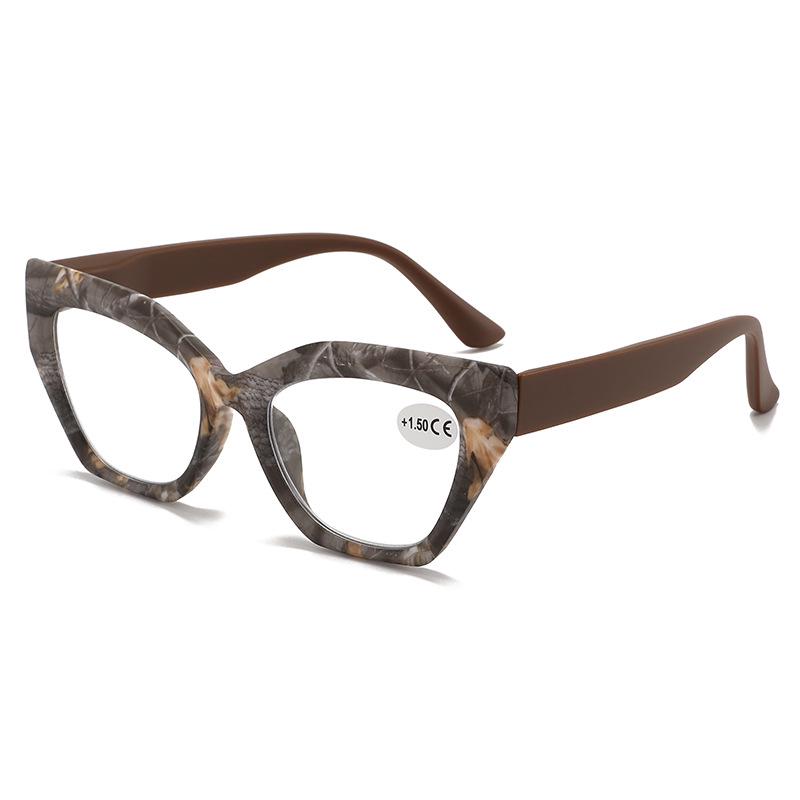 Cat-eye Unisex Color-block Reading Glasses with Large Frame
