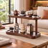Compact Bamboo Cosmetic Organizer with Dual Shelves and Integrated Cup Holder for Kitchen or Coffee Mug Display