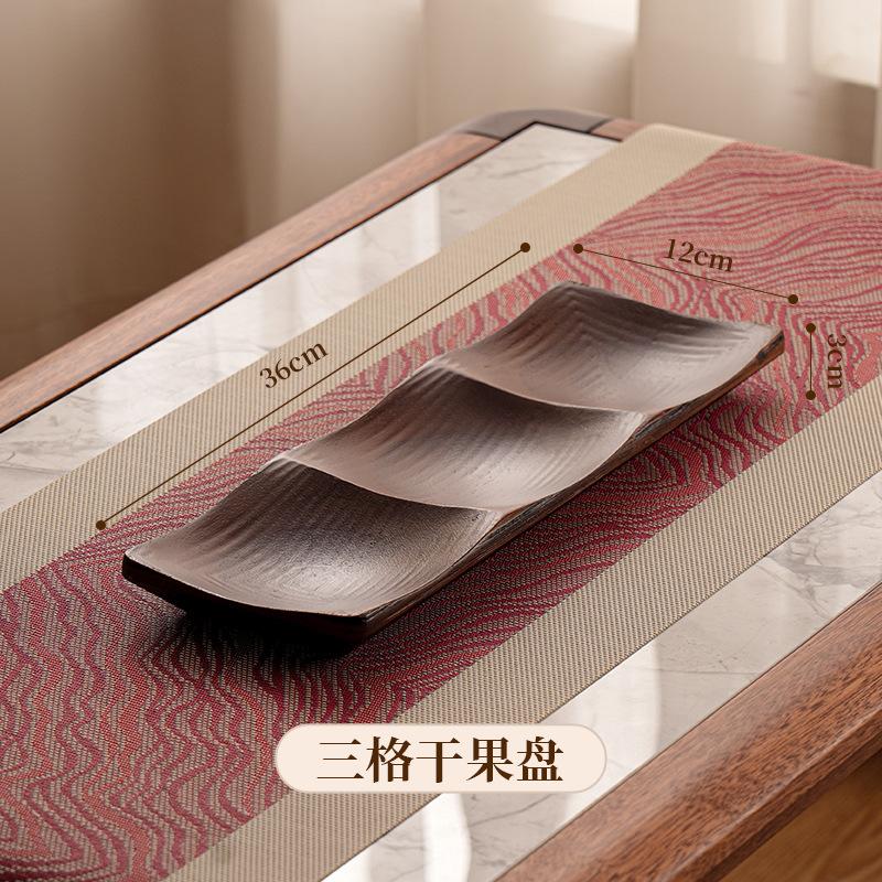 Household Division of Dry Fruit Tray Living Room Coffee Table Fruit Snack Candy Bamboo Tray