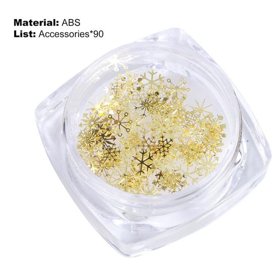 90Pcs/Set Nail Flake Snowflake Effect Non-Fading ABS Gold Color Art Decoration Mixed DIY
