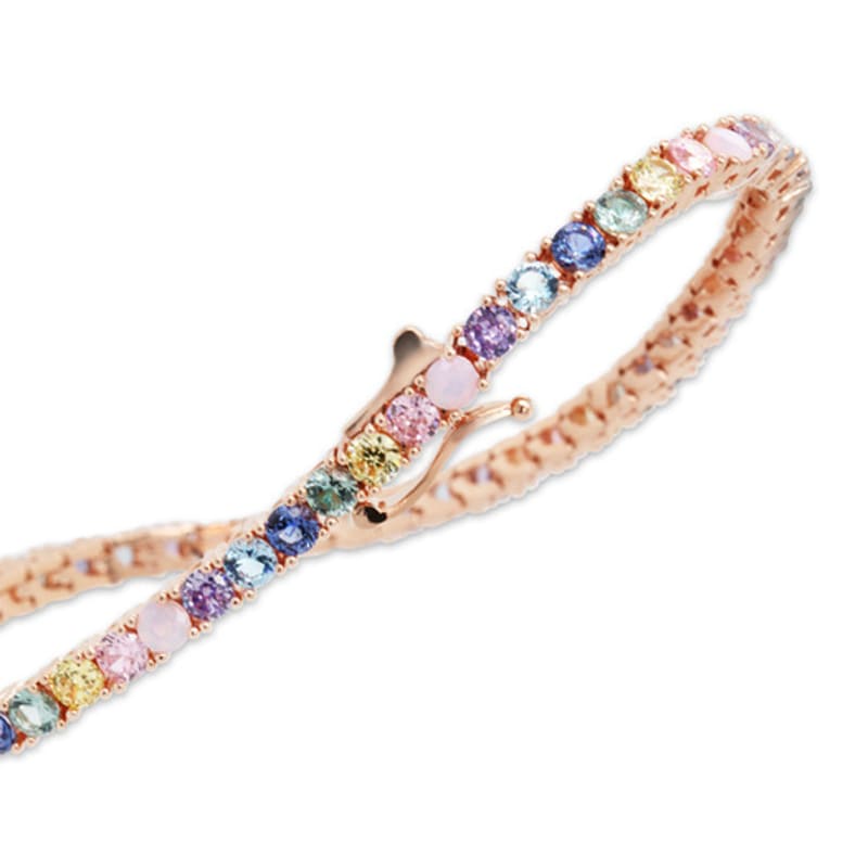 MACIER Pastel Tennis Bracelet (Rose Gold)