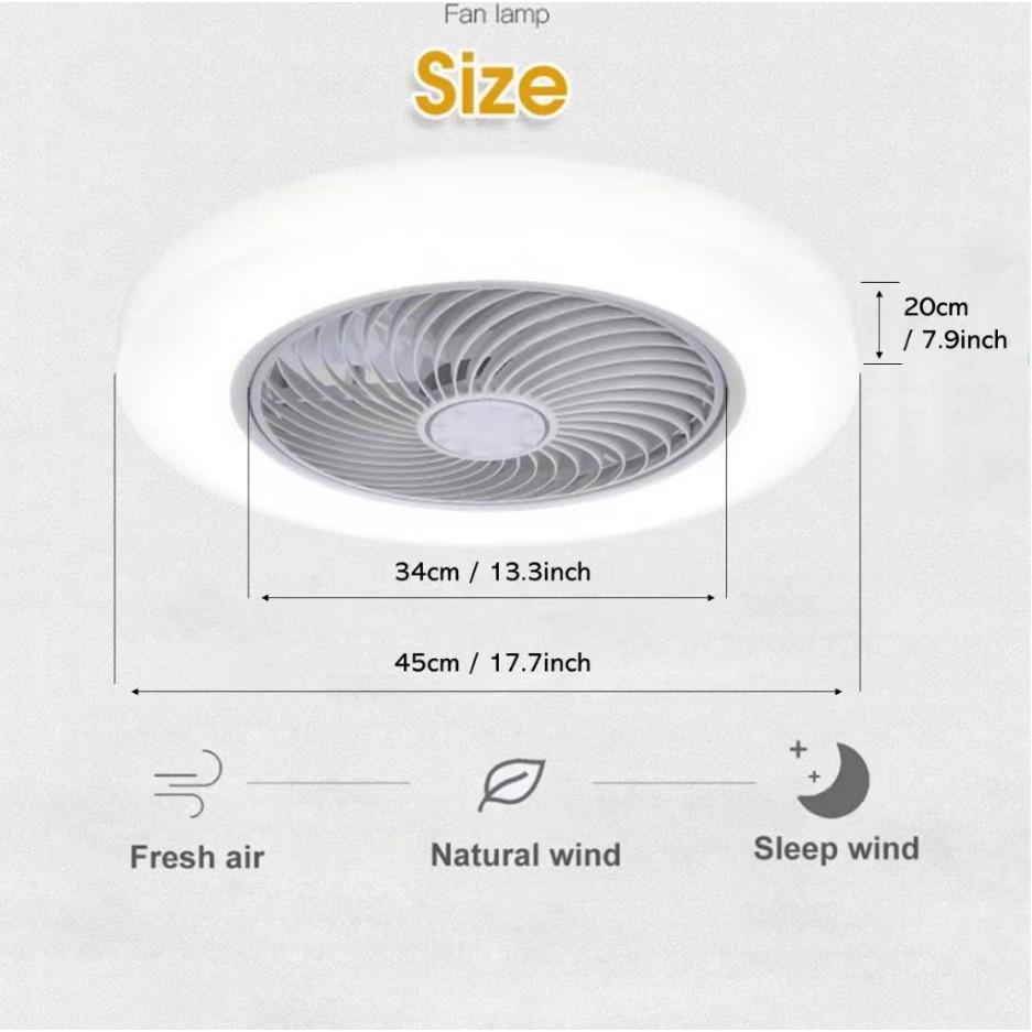 72W Electric Ceiling Fan Light Kitchen Toilet Ceiling Fan Lamp Bedroom Intelligent 6-speed Timed LED Ceiling Fan