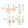 9 Pairs Lovely Wear-resistant Hoop Earrings with Ear Clip Eardrop Pendants Ear Moon Set Portable Pendants for Women Girls