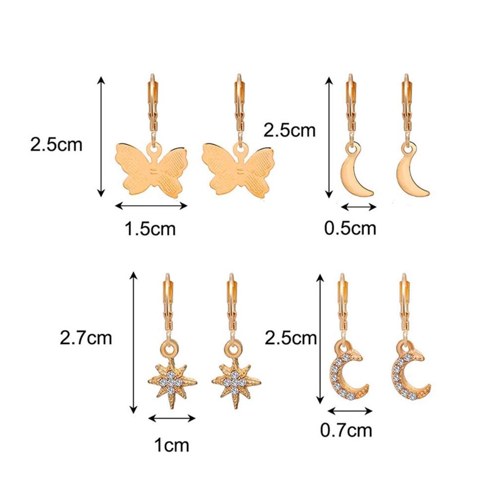 9 Pairs Lovely Wear-resistant Hoop Earrings with Ear Clip Eardrop Pendants Ear Moon Set Portable Pendants for Women Girls