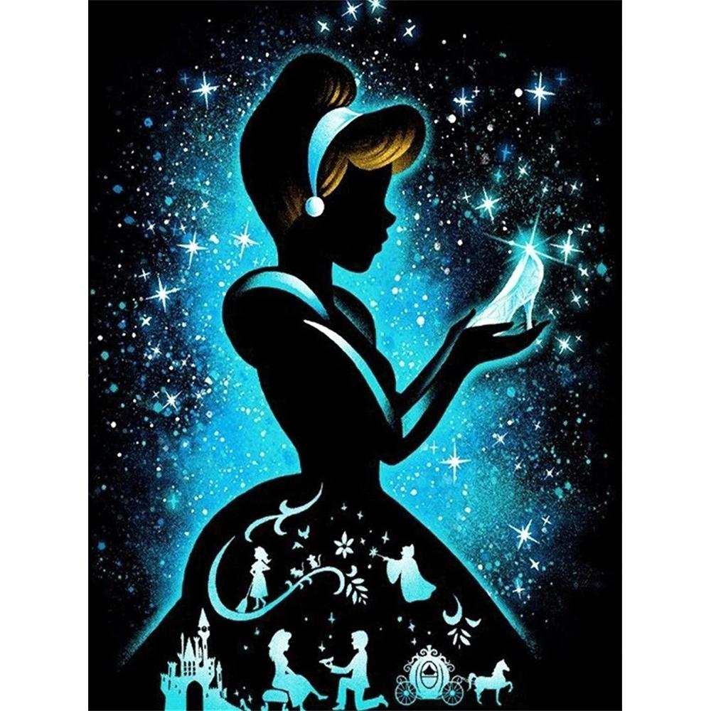

Disney Diamond Painting Cinderella Magical Silhouette Themed Decorative Painting Mosaic Handicraft Hobby DIY Gift Home Decoration Embroidery Round 20x30cm