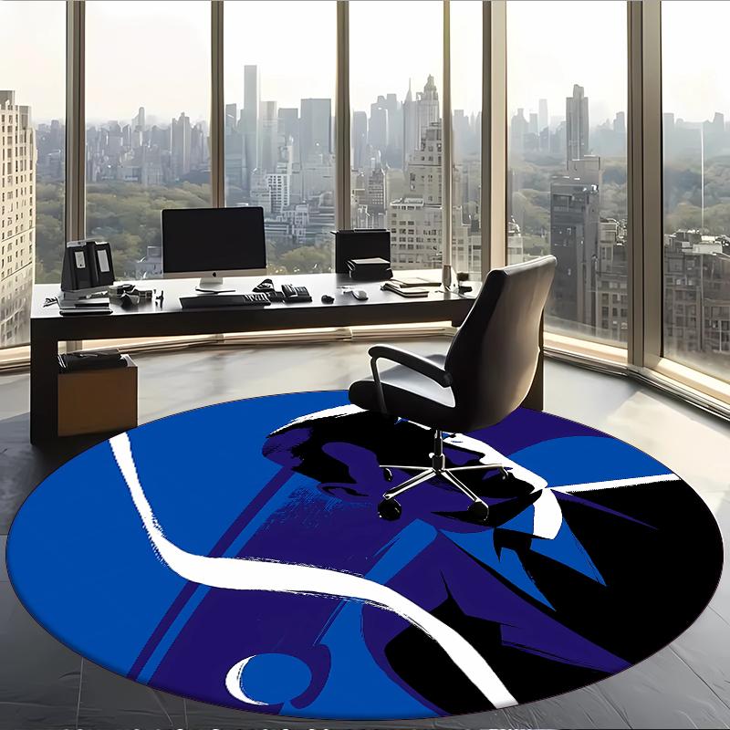 007 (1) Round Office Rug Decorative Floor Rug for Office Bedroom Living Room and Home Space
