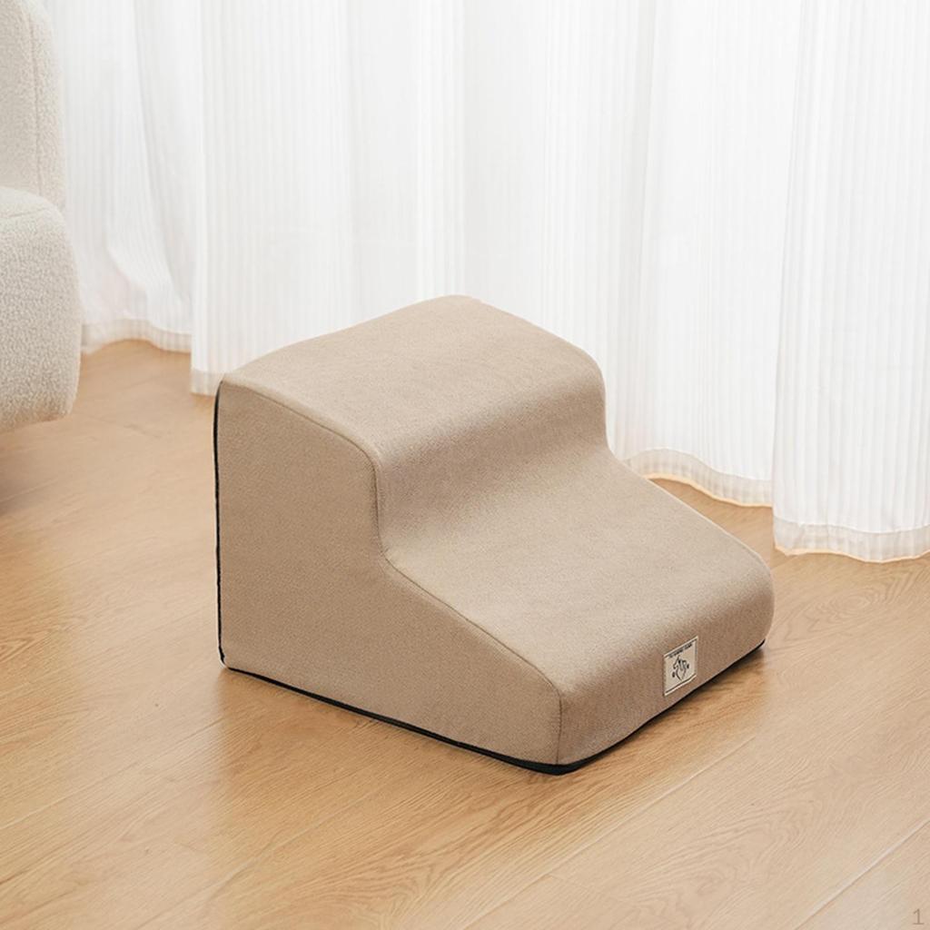 Dog Stair 2 Steps Ladder Portable Non Slip Removable Washable Cover Pet Stairs for Older Dogs