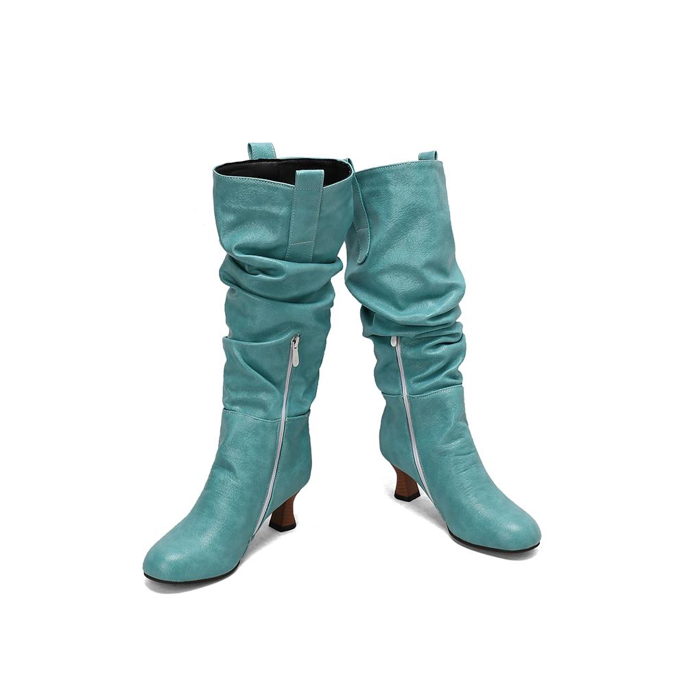 Yellow Pink Women Knee High Boots High Heel Big Size 50