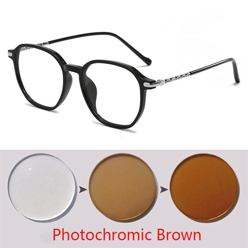 Stylish Flat Light Glasses Frame for Myopia with Small Face Effect Lightweight Polygonal Design -0.5 -1.0 -1.5 -2.0 To -6.0