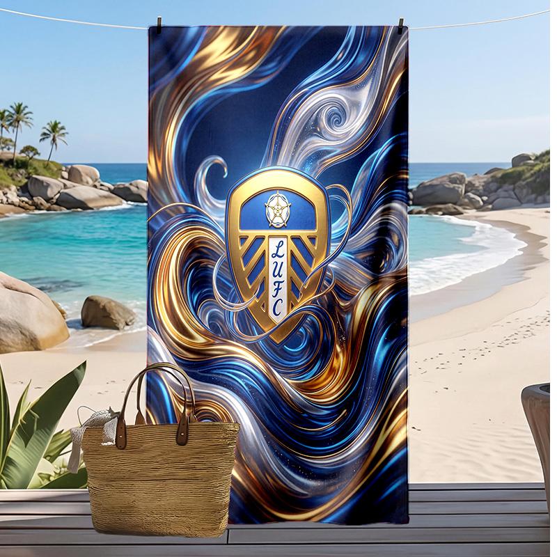 Leeds United Football Print Beach Towel, Large Soft Quick Dry Towel for Beach Camping Swimming