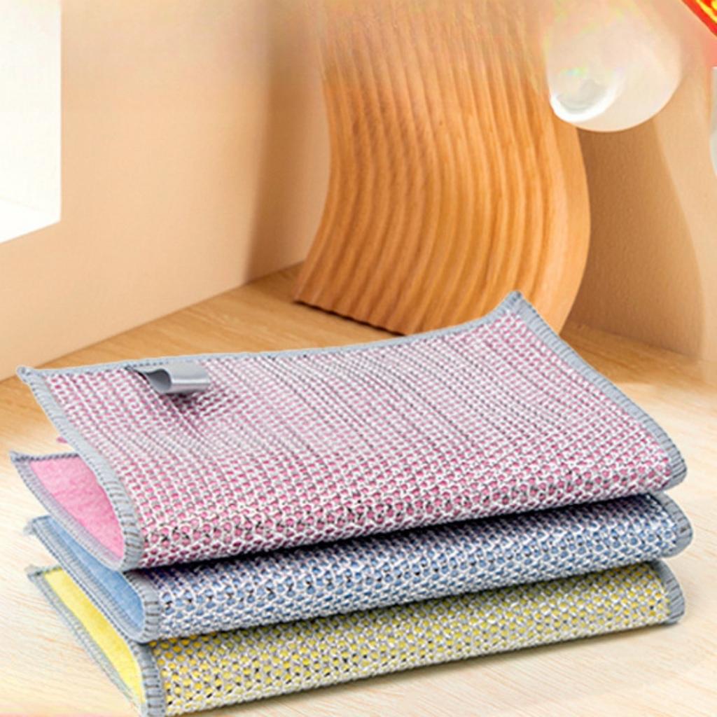 Double Sided, Silver Wire Cloth, Cleaning Cloth, Non Damaging To The Pot, Kitchen Cloth, Household, Oil Proof, Degreasing, Scouring Pad