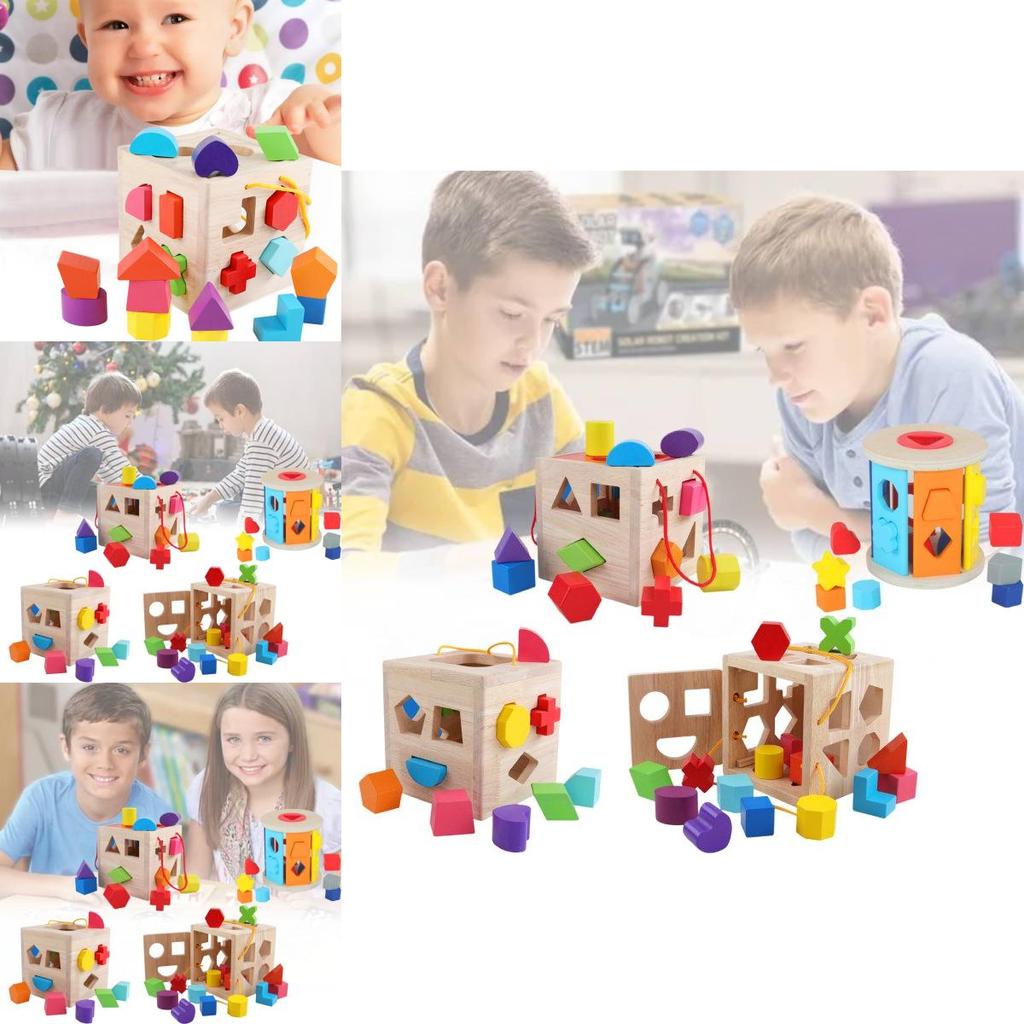 Colorful Aa Geometry Shape Matching Toy Set Wooden Building Blocks For Babies And Toddlers