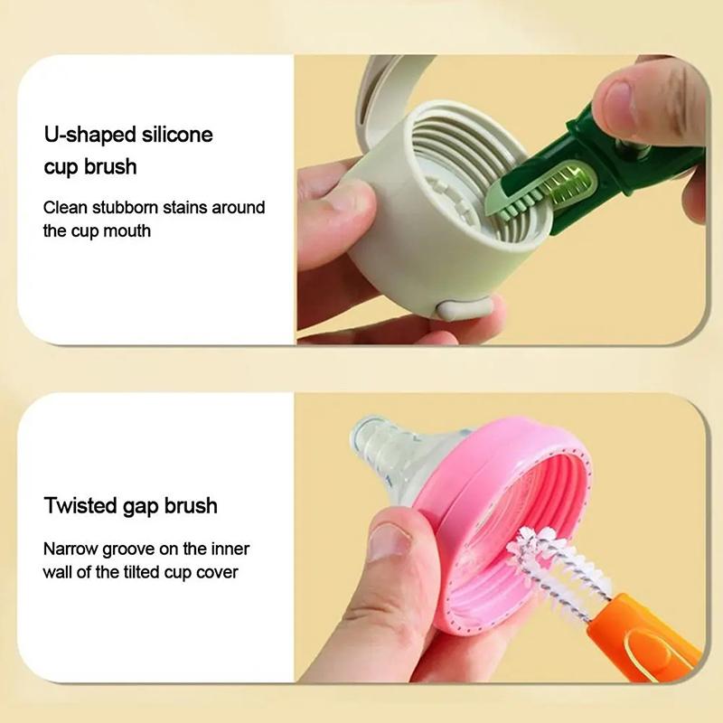 4 In 1 Cup Cleaning Brush Bottle Gap Cleaner Brush Detachable Scrubber Baby Bottle Cleaning Tool Kitchen Accessories