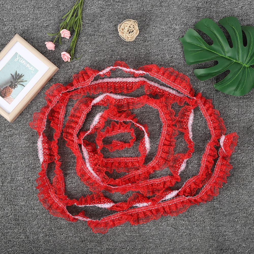 

1pcs Sequins Embroidered Lace Ribbon 3 Layer DIY Craft Trim Embroidered Lace Trim Sewing Craft червоний