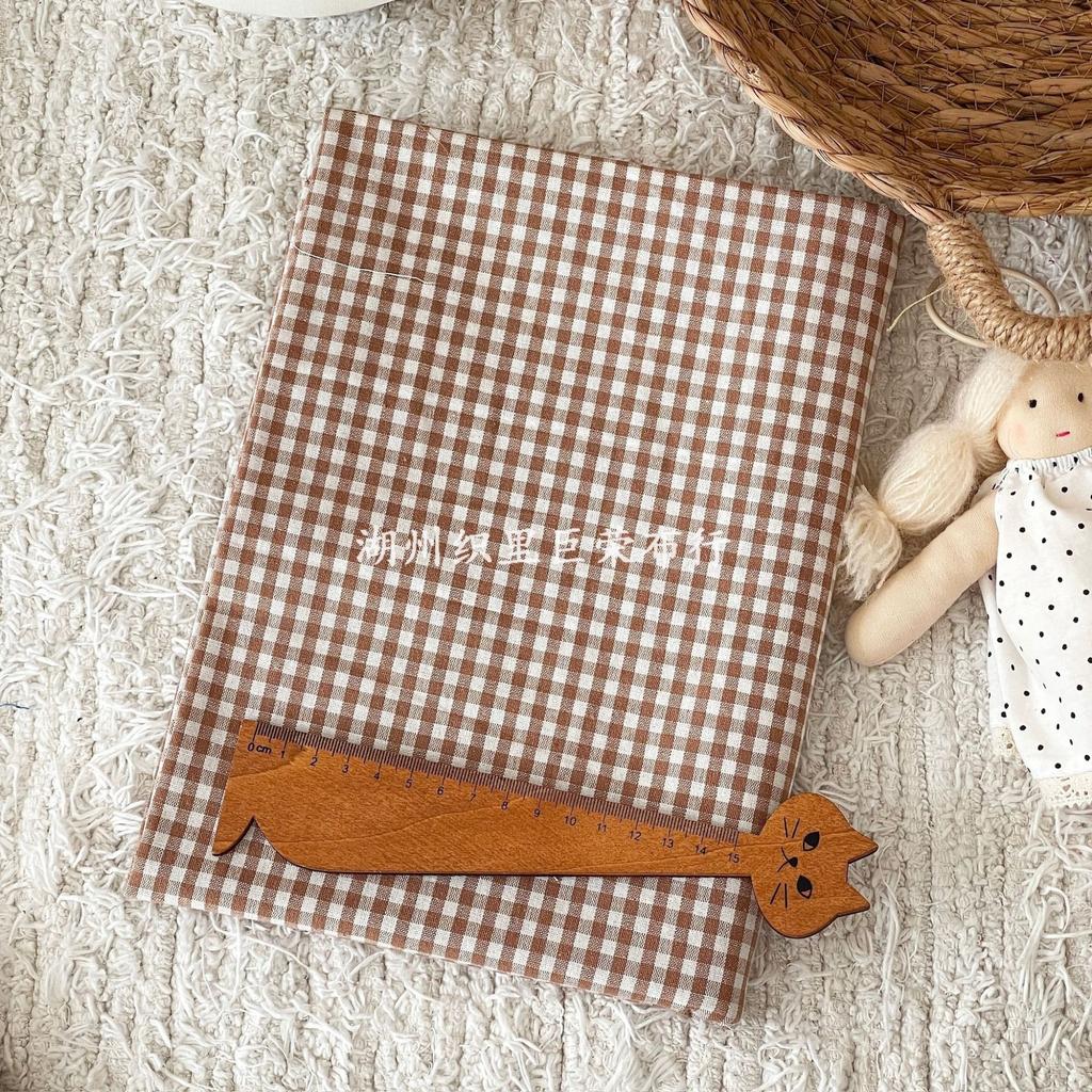 145x50cm Coffee Color Cotton Fabric Woven Check Cloth for Women Clothing Bags Hair Accessories Sewing Cloth