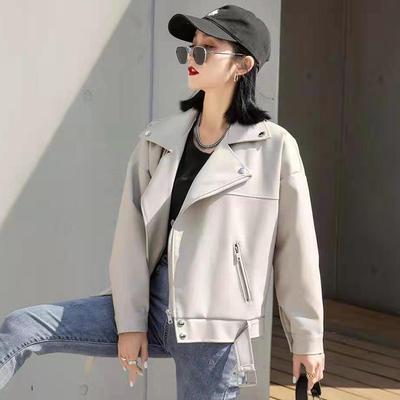 Small Leather Jacket Women's Autumn New Korean Style Loose Motorcycle Jacket Versatile Pu Leather Jacket Trendy