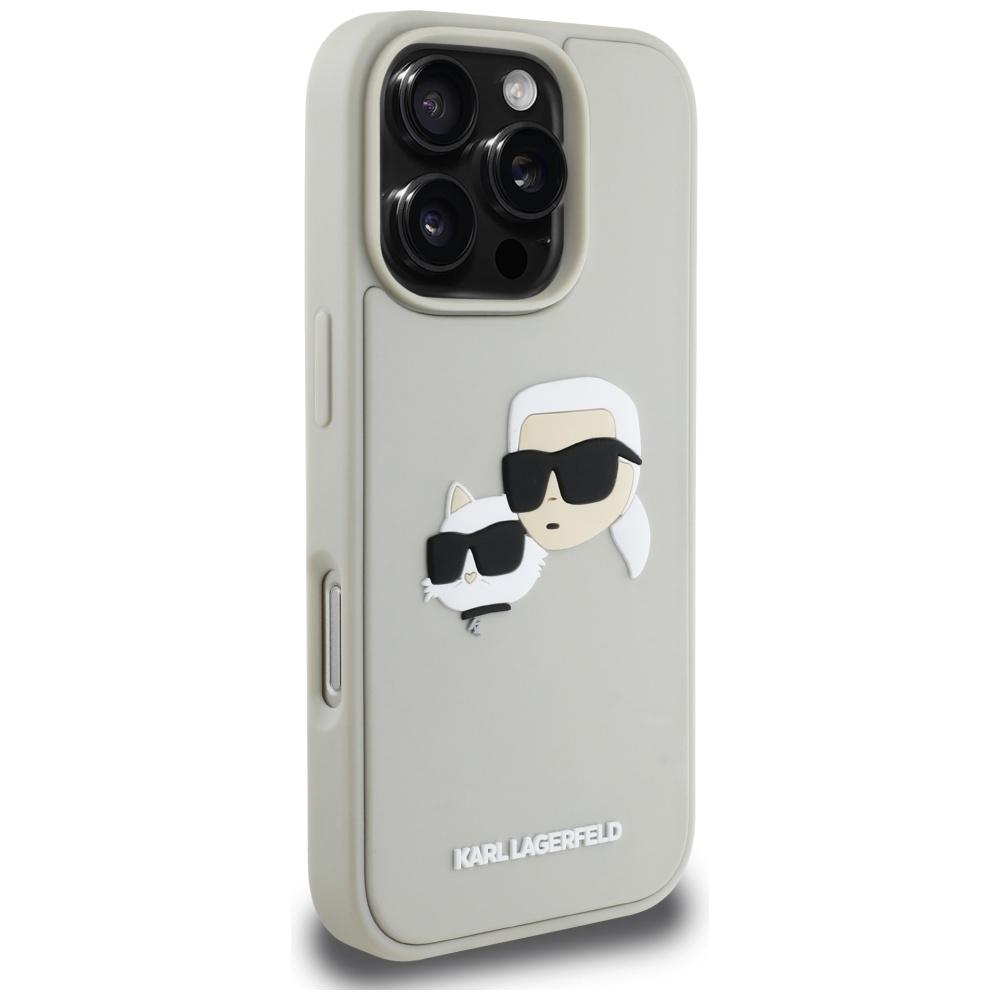 Karl Lagerfeld Hc 3D Rubber Double Heads Case For Iphone 16 Pro Max Beige