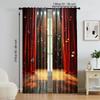 2 Pcs   Versatile Polyester Transparent Curtains for Home Decoration Red Curtain with Musical Notes for Use In Bedrooms and