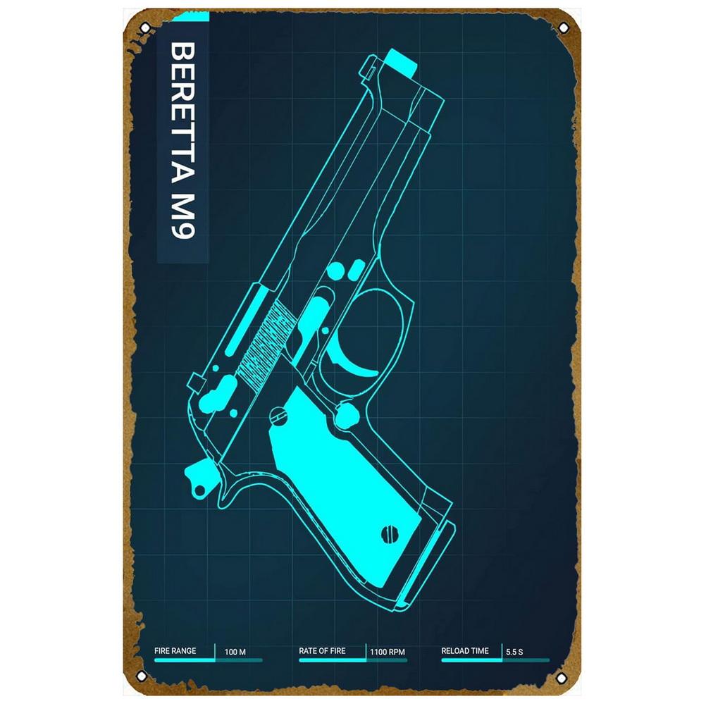 HD New Pistol Metal Tin Signs Ruger Smith Wesson Vintage Poster For Cafe Garage Bar Club Man Cave Art Wall Decorative Paintings