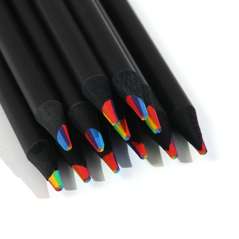 6/12Pcs Colored Black Wood Pencils Rainbow Diy Drawing Pencil For Sketching Doodling Coloring Painting Children Art Supplies