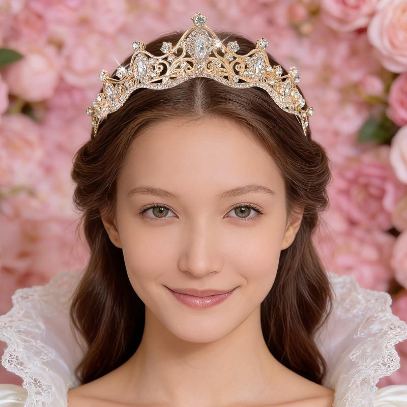 Baroque Luxury Princess Wedding Rhinestone Tiara Hair Crown Elegant Crystal Bridal Headpiece Stage Performance Hair Accessory